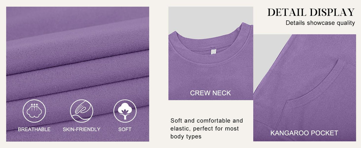 Women's Oversized Crewneck Sweatshirt with Kangaroo Pocket | Soft Fleece Pullover Casual Long Sleeve Top