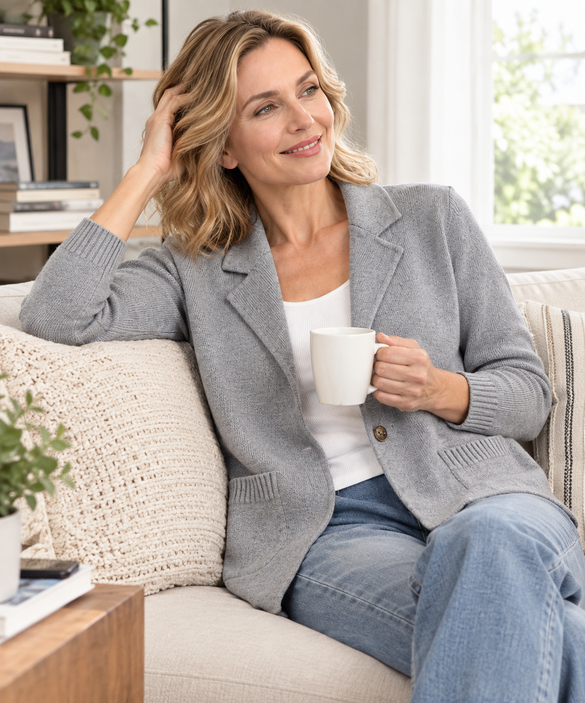 Women's Lapel Collar Knit Cardigan
