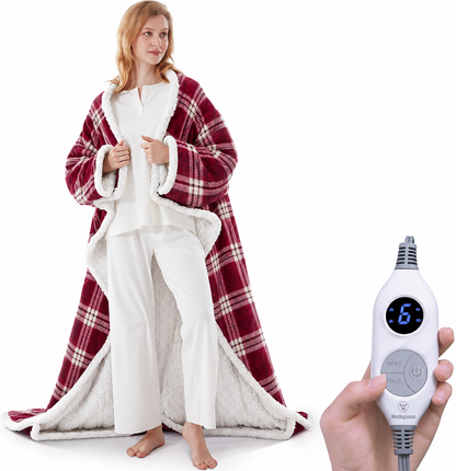 🔥Wearable Heated Blanket with Foot Pocket Sherpa🔥Overheat Protection & Auto Shut-Off