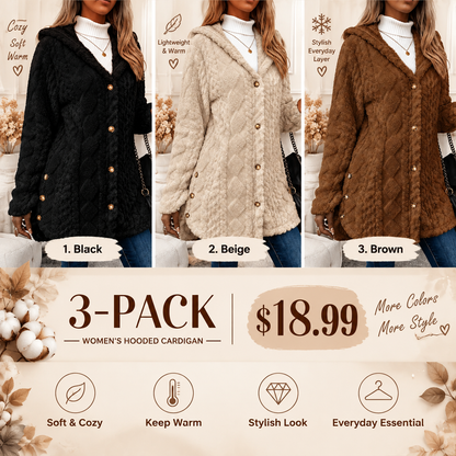2026 Women's Hooded Cardigan Long Sleeve Coat