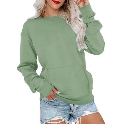 Women's Oversized Crewneck Sweatshirt with Kangaroo Pocket | Soft Fleece Pullover Casual Long Sleeve Top