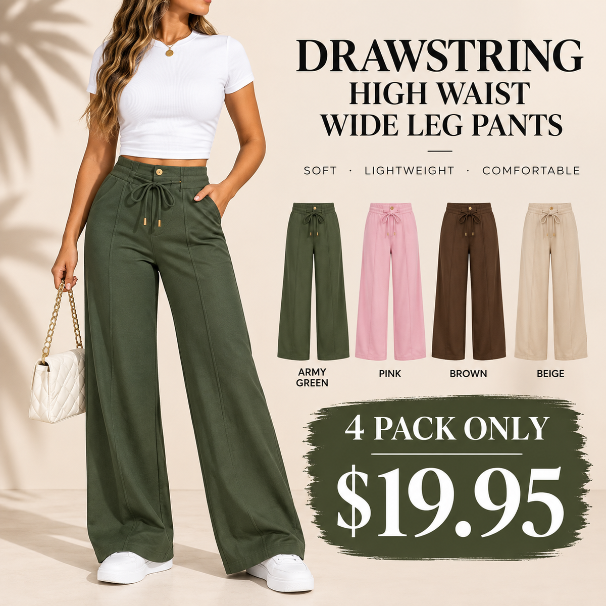 ⚡Women's High Waist Wide Leg Drawstring Pants