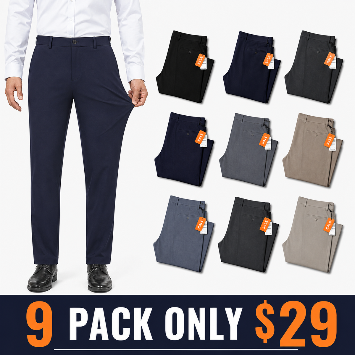 🔥Limited-Time Promotion-Stretch Dress Pants No Iron Golf Pants