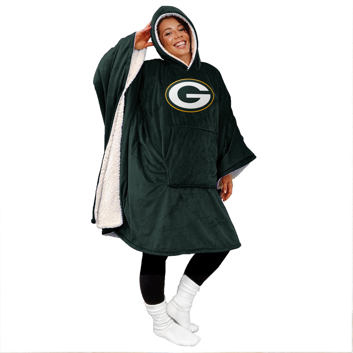 Final Clearance - 60" x 80" Wearable Hooded Blanket with Logo Patch