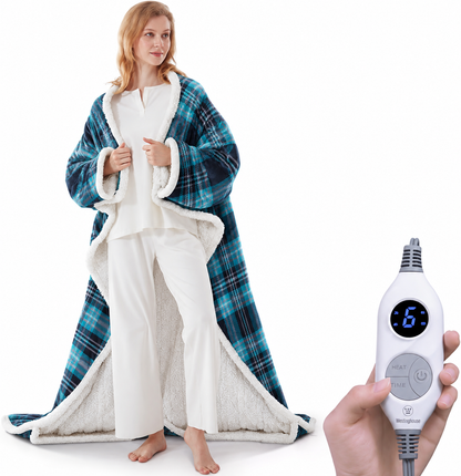 🔥Wearable Heated Blanket with Foot Pocket Sherpa🔥Overheat Protection & Auto Shut-Off
