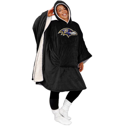 Final Clearance - 60" x 80" Wearable Hooded Blanket with Logo Patch